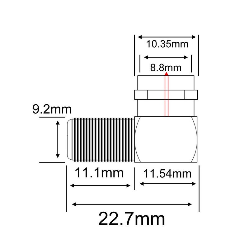 onelinkmore Coaxial Cable Right Angle Connector F Type Female to Male Adapter Coax Connector F Male to F81 Female Extender F Pin RG6 Adapter for Wall Plates Coax 90 Degree Pack of 10 - Image 3